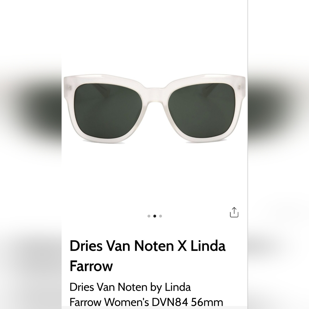 Dries Vab Noten × Linda Farrow Gallery White Frame Sunglasses with Dark Lenses